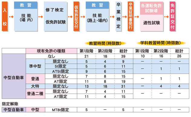 中型自動車免許取得までの流れ　図